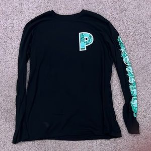 black and teal flower print popeye long sleeve shirt